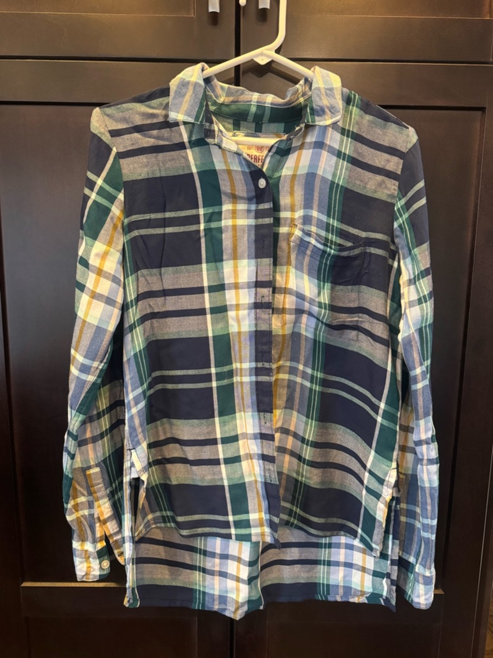 SO Navy, Green & Yellow Plaid Button-Up Shirt